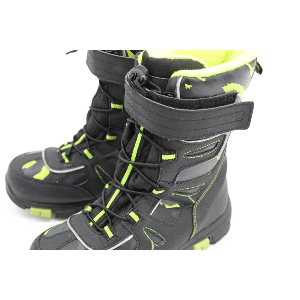Quest Boys Menace Snow Boots Black Volt Green Size 4 QCWBB005-VLTCM Winter Gear